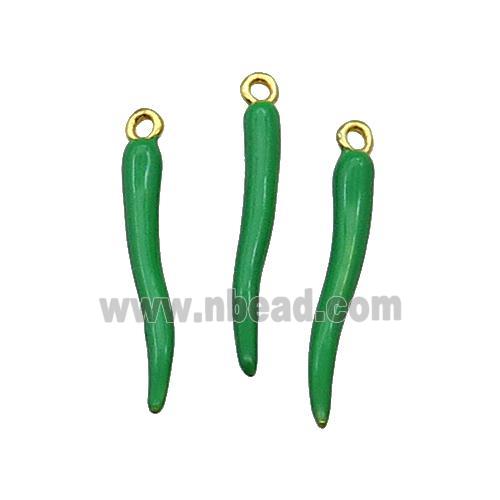 Copper Capsicum Pendant With Green Enamel Gold Plated