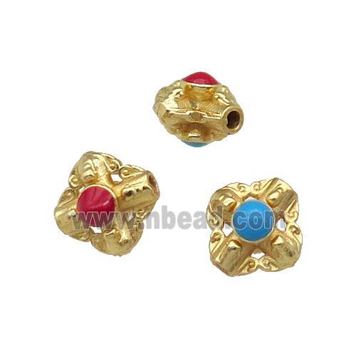 Copper Spacer Beads Enamel Gold Plated