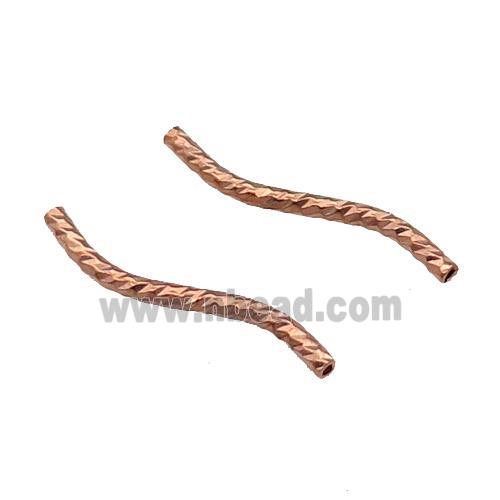 Copper Bend Tube Beads Rose Gold