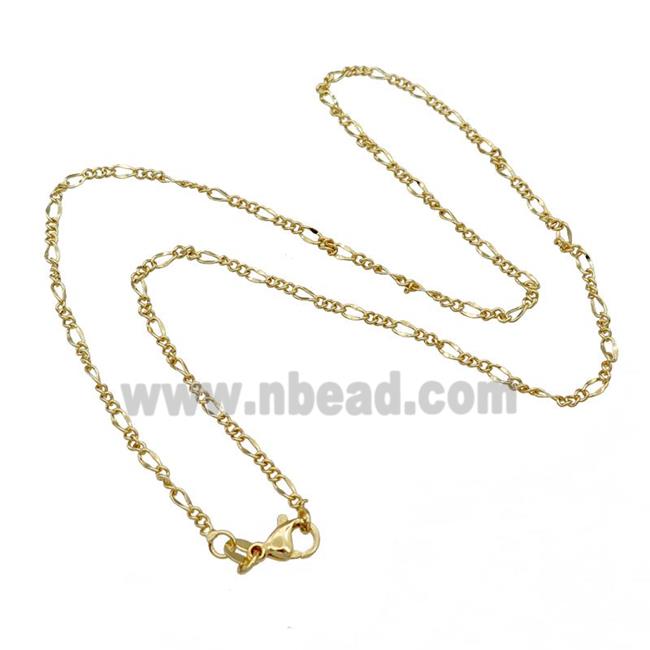 Copper Necklace Figaro Chain Unfaded Gold Plated