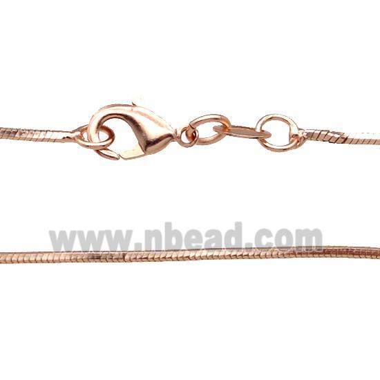 Copper Necklace FlatSnake Chain Unfaded Rose Gold