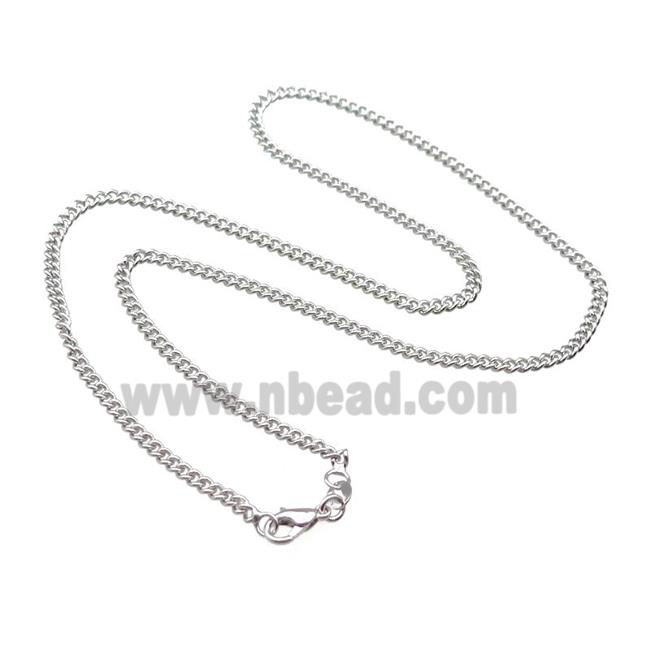 Copper Necklace Curb Chain Unfaded Platinum Plated