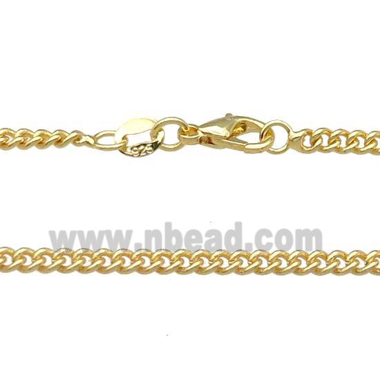 Copper Necklace Curb Chain Unfaded Gold Plated