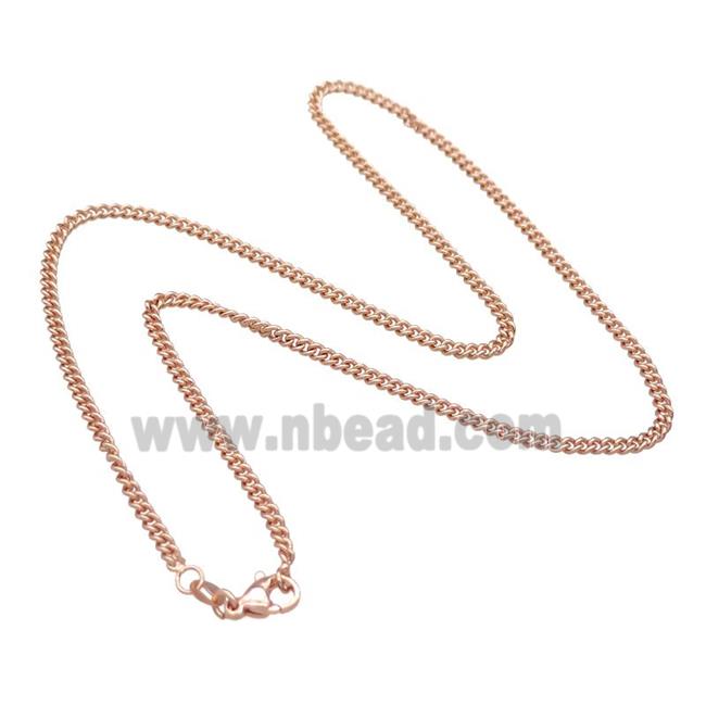 Copper Necklace Curb Chain Unfaded Rose Gold