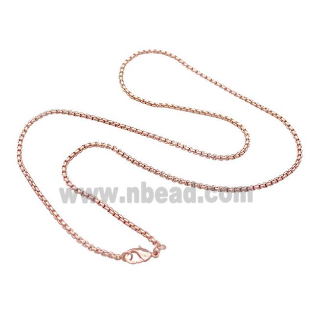 Copper Necklace Box Chain Unfaded Rose Gold