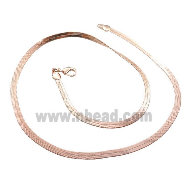 Copper Necklace FlatSnake Chain Unfaded Rose Gold