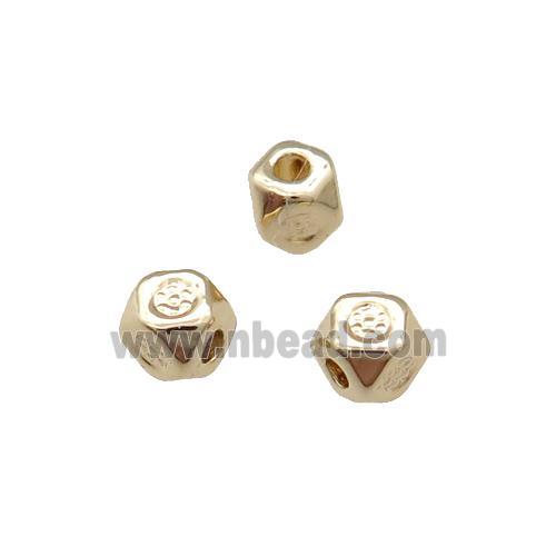 Copper Cube Beads Tiny Unfaded Light Gold Plated