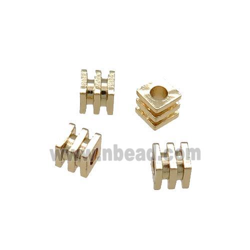 Copper Cube Spacer Beads Unfaded Light Gold Plated