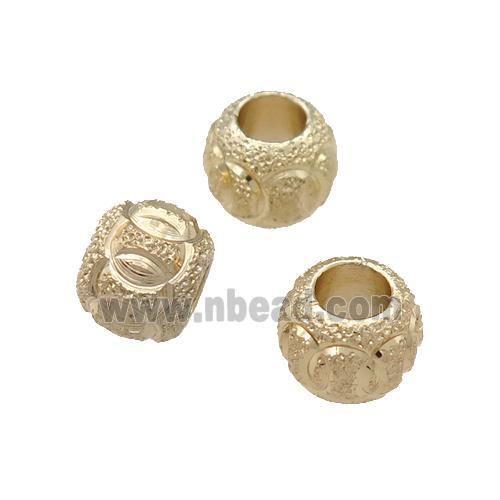 Copper Round Spacer Beads Unfaded Large Hole Light Gold Plated