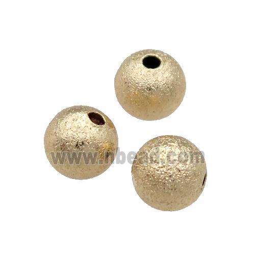 Copper Round Beads Corrugated Unfaded Light Gold Plated