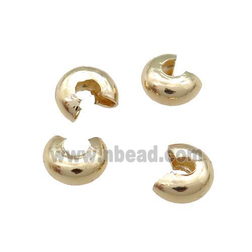Copper Crimp Beads Cover Unfaded Light Gold Plated