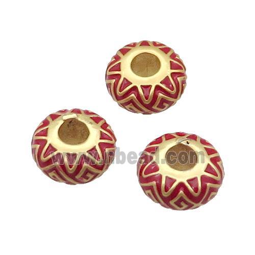 Copper Rondelle Spacer Beads Duck Gold Red Enamel Large Hole