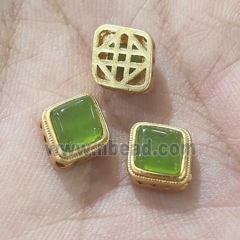 Copper Rhombus Beads Pave Jade Duck Gold