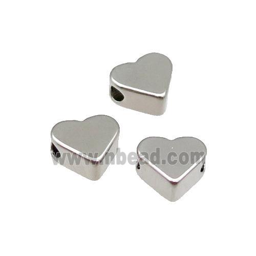 Copper Heart Beads Large Hole Unfade Platinum Plated