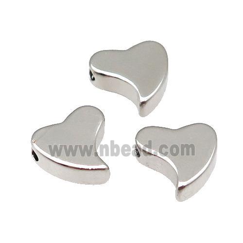 Copper Heart Beads Large Hole Unfade Platinum Plated