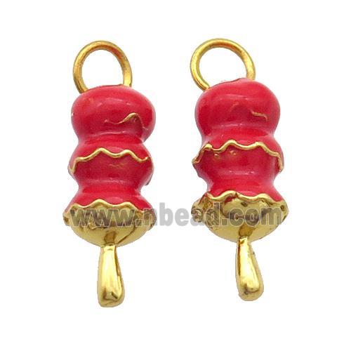 Alloy Candied Haws Pendant Red Enamel Gold Plated