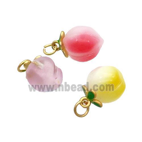 Resin Peach Pendant Mixed Color Duck Gold