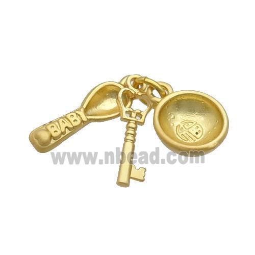 Alloy Pendant With Spoon Key Duck Gold