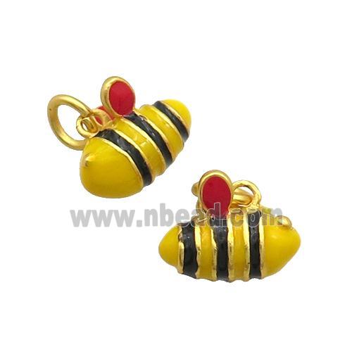 Alloy Honeybee Pendant Yellow Enamel Duck Gold