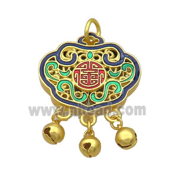 Alloy Talisman Pendant Multicolor Enamel Chinese Amulet Duck Gold