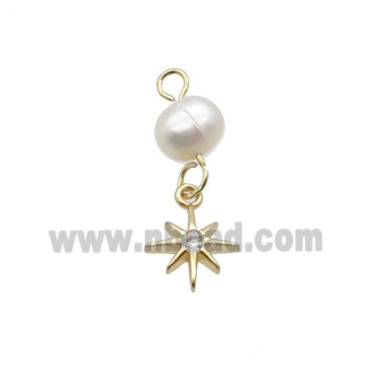 Copper Northstar Pendant With Pearl Gold Plated