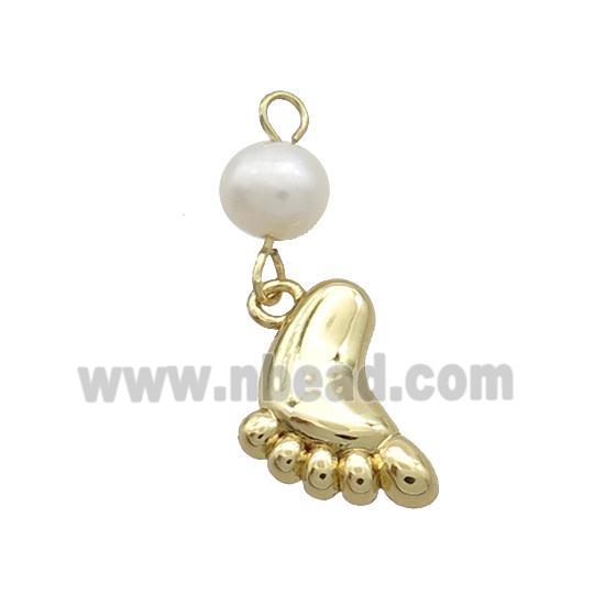 Copper Pendant With Pearl Babyfeet Gold Plated