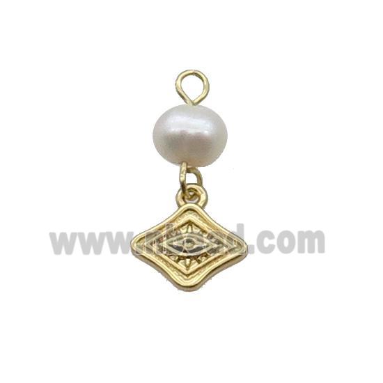 Copper Eye Pendant With Pearl Gold Plated