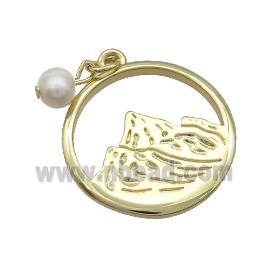 Copper Mountain Pendant With Pearl Circle Gold Plated