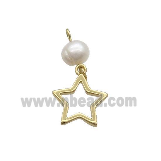 Copper Star Pendant With Pearl Gold Plated