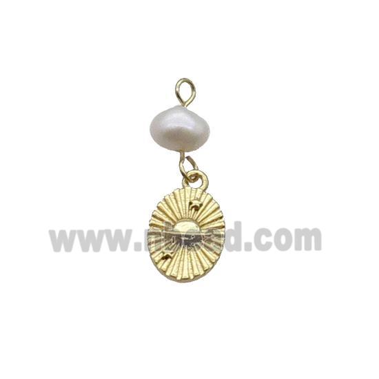 Copper Planet Pendant With Pearl Gold Plated