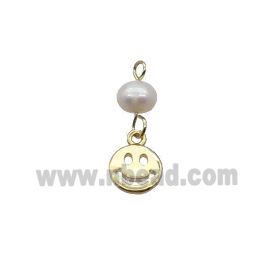 Copper Emoji Pendant With Pearl Happyface Gold Plated