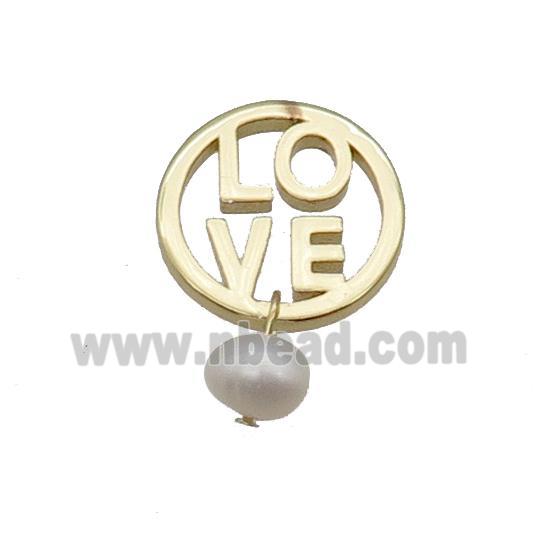 Copper LOVE Pendant With Pearl Gold Plated