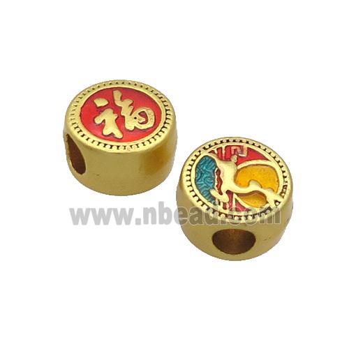 Copper Button Beads Multicolor Enamel Large Hole Unfade Gold Plated