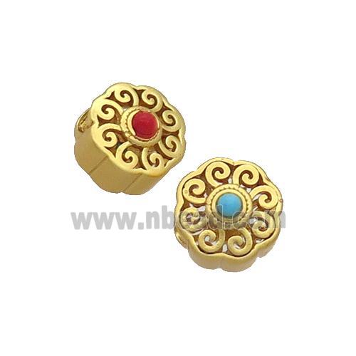 Tibetan Style Copper Beads Circle Unfade Gold Plated