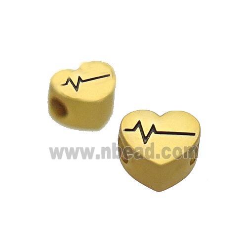 Copper Heart Beads Large Hole Unfade Gold Plated