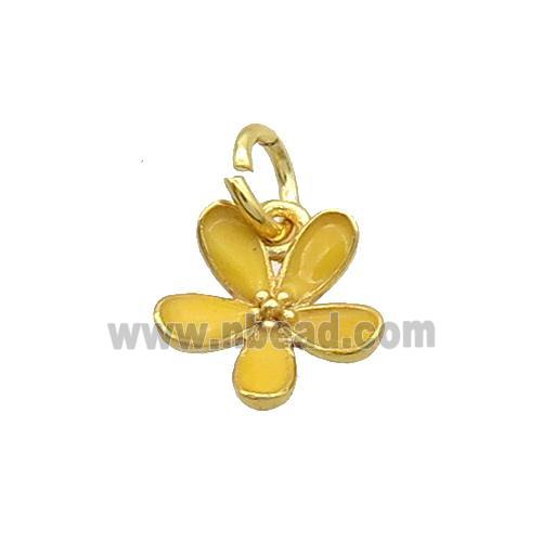Copper Flower Pendant Yellow Enamel Gold Plated
