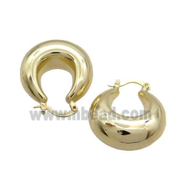 Copper Latchback Earring Polished Hollow Gold Plated