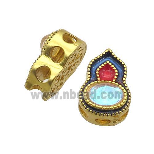 Copper Gourd Beads Multicolor Enamel Unfade Gold Plated
