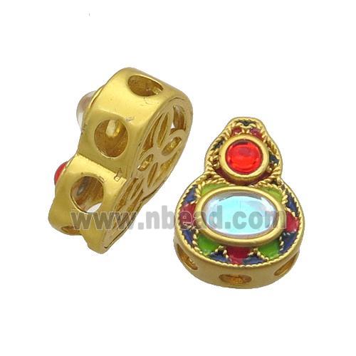 Copper Gourd Beads Multicolor Enamel Unfade Gold Plated