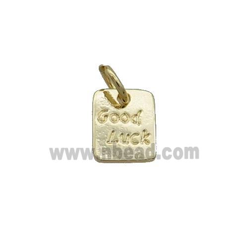Copper Pendant With Good Luck Rectangle Gold Plated