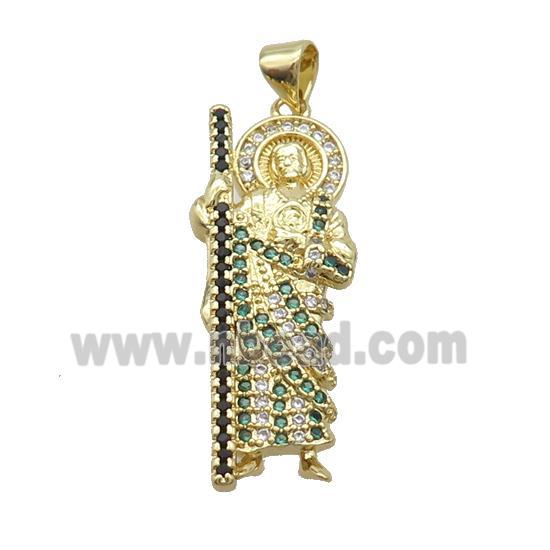 Copper Jesus Pendant Pave Zircon Religious Gold Plated