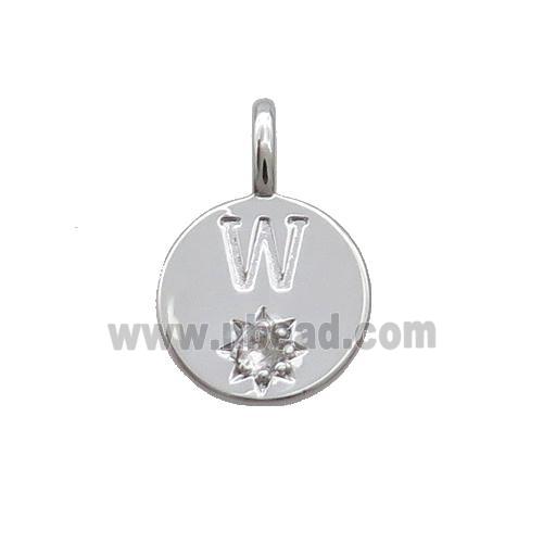 Copper Circle Pendant Pave Zircon W-letter Platinum Plated