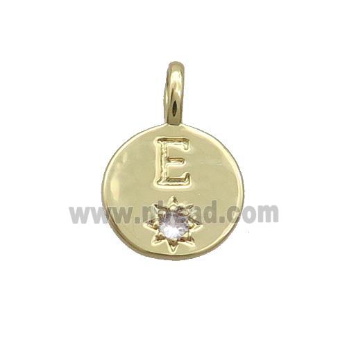 Copper Circle Pendant Pave Zircon E-letter Gold Plated