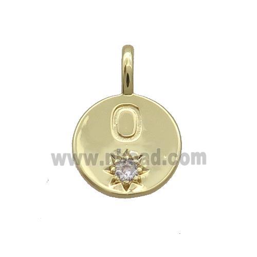 Copper Circle Pendant Pave Zircon O-letter Gold Plated