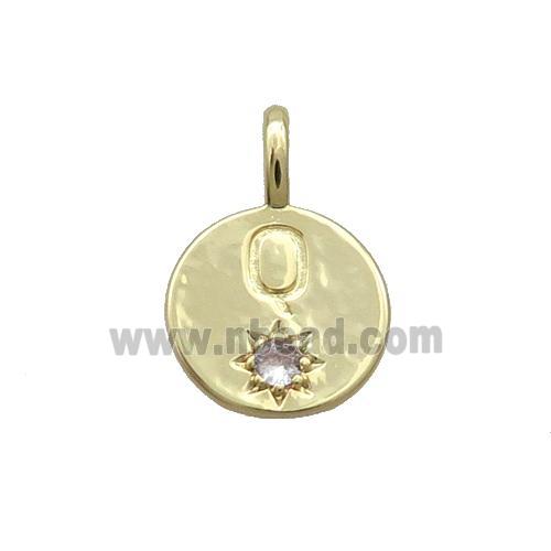 Copper Circle Pendant Pave Zircon Q-letter Gold Plated