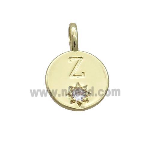 Copper Circle Pendant Pave Zircon Z-letter Gold Plated