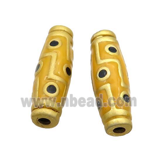 Copper Rice Beads Yellow Enamel Large Hole Gold Plated