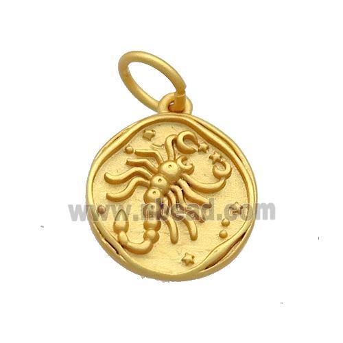 Copper Circle Pendant Zodiac Scorpio 18K Gold Plated