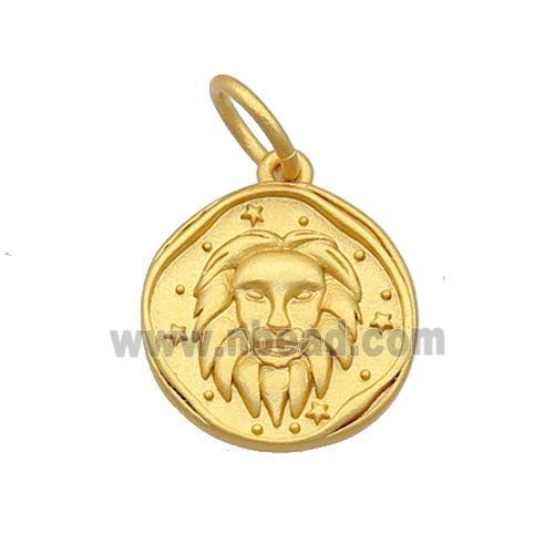 Copper Circle Pendant Zodiac Leo 18K Gold Plated