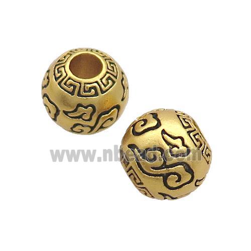 Copper Round Beads Lucky Cloud Large Hole 18K Gold Plated